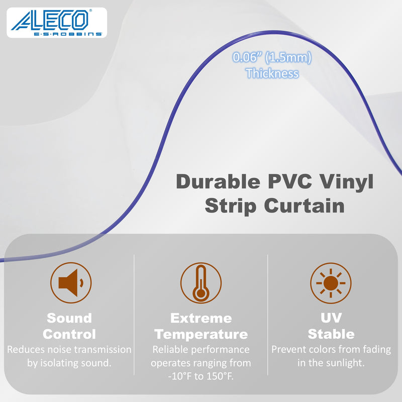 Aleco 40"W x 84"H x 0.06" Thick Clear-Flex II Cooler Strip Curtain Door Kit with MaxBullet HTP Mounting Hardware, 6" Standard Smooth Vinyl Strips for Restaurant, Office, Store or Warehouse Entrances