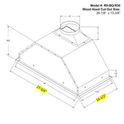 Awoco RH-BQ-R 14-1/2”D Built-in/Insert Stainless Steel Range Hood, 4-Speed, 650 CFM, LED Lights, Baffle Filters for Wood Hood