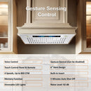 Awoco RH-BQ-V 11.75”D Built-in Insert Stainless Steel Range Hood, Kitchen Hood with 4-Speed Exhaust Fan, Voice, Gesture, Touch & Remote Controls, 6" Round Top Vent, 800 CFM, Dimmable LED Lights, Baffle Filters