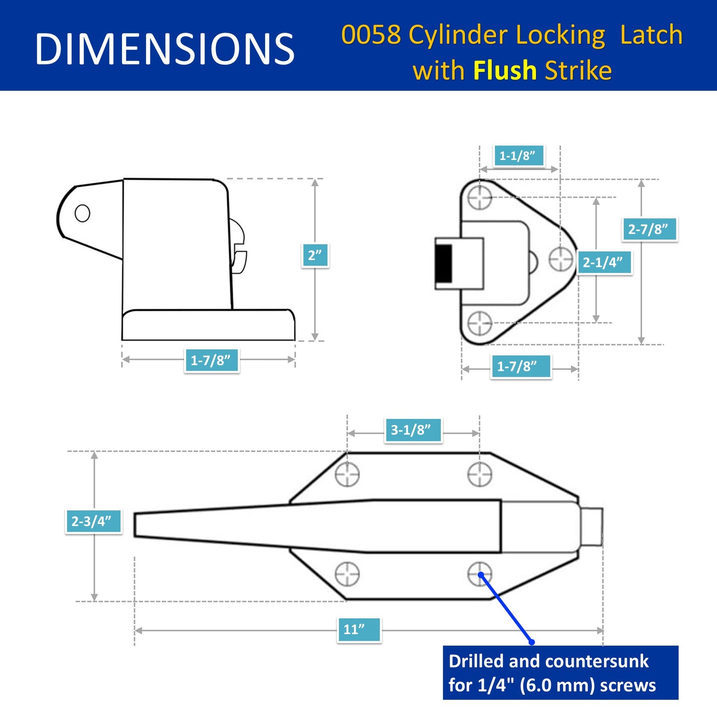 Kason 0058 Cylinder Locking Light Spring Latch, Roller Strike, Key for Walk-In Cooler/Freezer