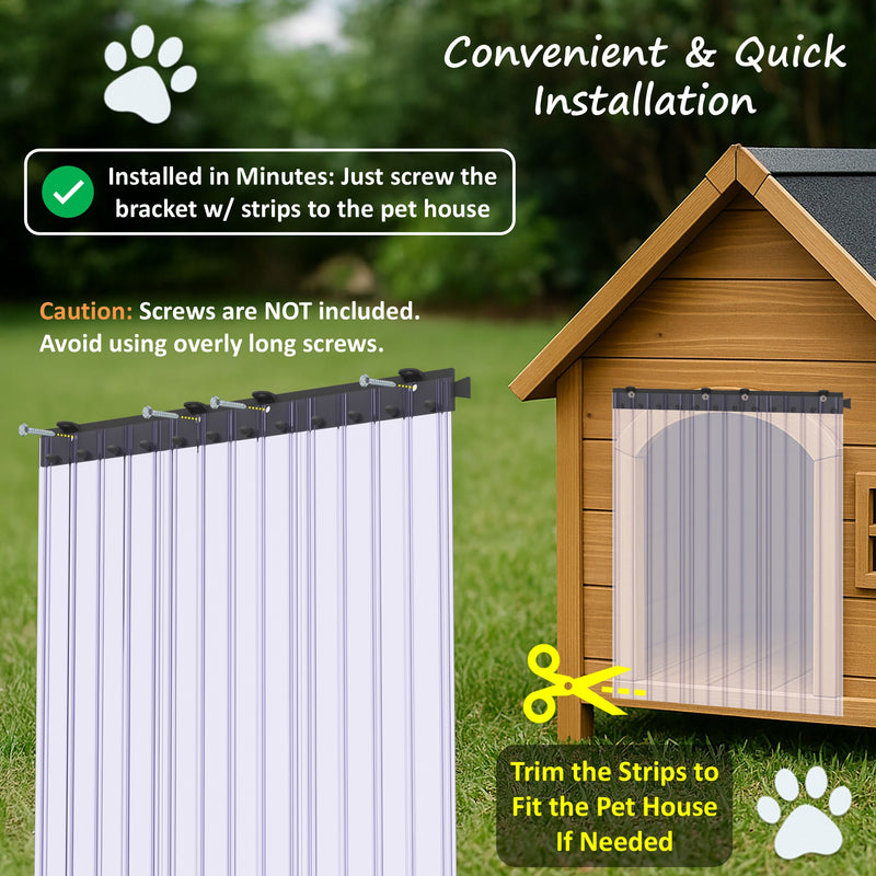 Awoco Pet Door Scratch-Resistant Flap Set 24" x 30", 0.198" Max Thick at Ribs, Clear PVC Strip with HTP Mounting Kit for Pet Doors, Weatherproof, Less Odor, Made in USA, Fits Doghouse & Cat Doors