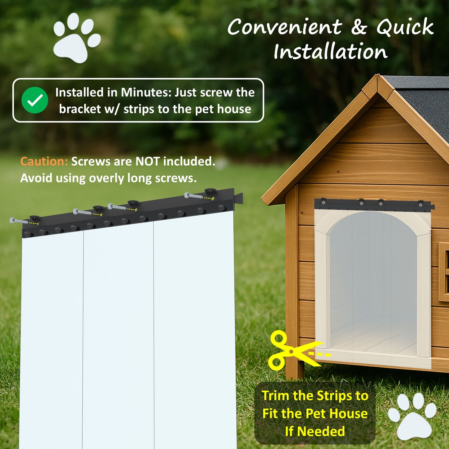 Awoco Pet Door Low-Temp -40°F Flap Set 24" x 30", 0.08" Thick, Clear PVC Strip with HTP Mounting Kit for Pet Doors, Weatherproof, Less Odor, Made in USA, Fits Doghouse & Cat Doors