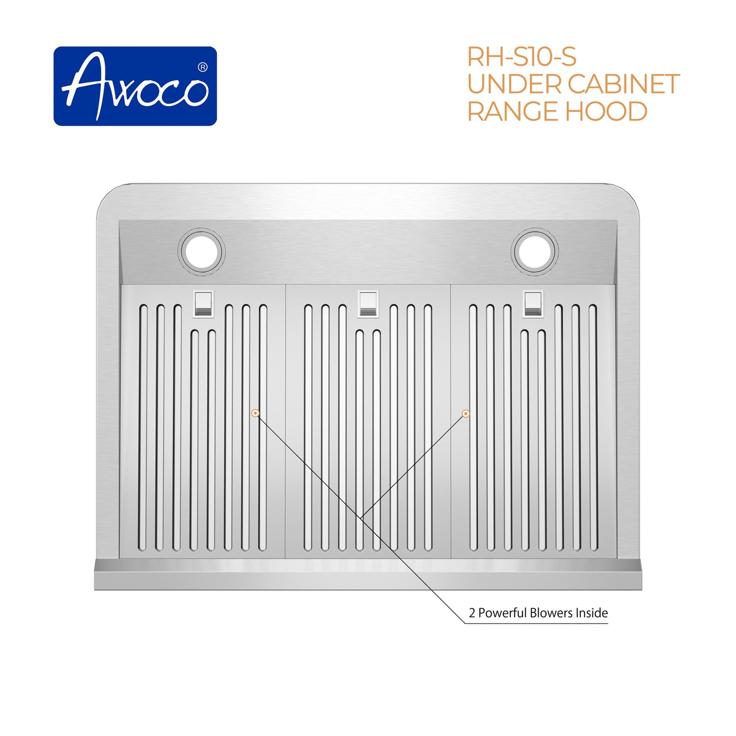 RH-S10-S-DR Under Cabinet Range Hood - 6 Speeds 1000CFM - 7inch High - 8 inch Round Top Vent