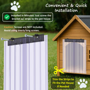 Awoco Pet Door Scratch-Resistant Flap Set 12" Wide, 0.198" Max Thick at Ribs, Clear PVC Strip with HTP Mounting Kit for Pet Doors, Weatherproof, Less Odor, Made in USA, Fits Doghouse & Cat Doors