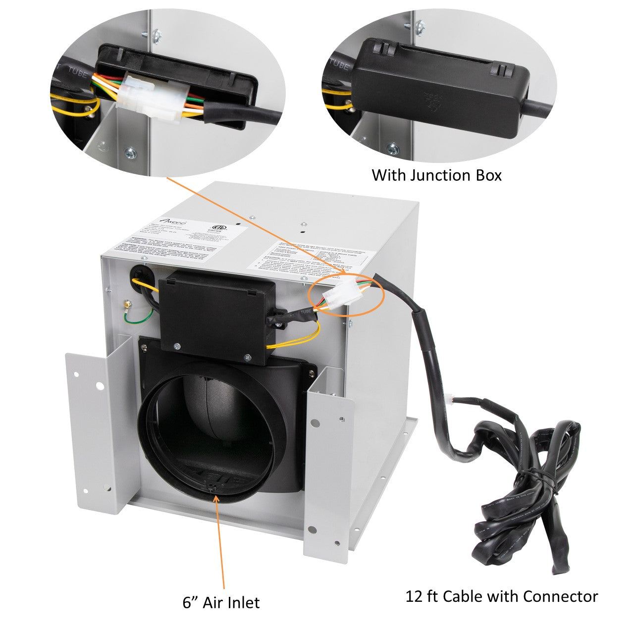 Awoco RHSP06T Super Quiet Split Stainless Steel Range Hood, 4 Speeds