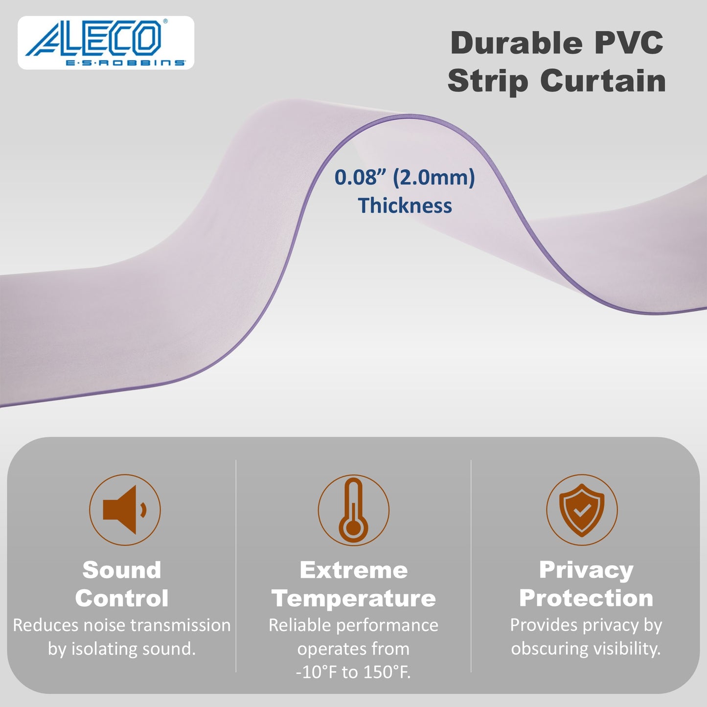 Aleco Luxe Frosted PVC Strip Curtain – Black MaxBullet Mount Vinyl, Low-Odor, Scratch-Resistant, Privacy & Noise Barrier for Commercial, Retail, Industrial Made in USA