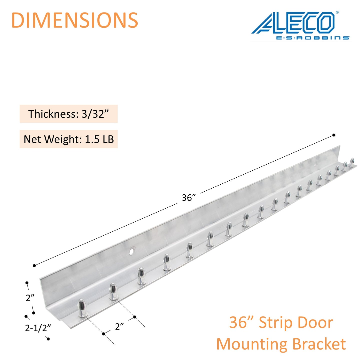 Aleco Aluminum Strip Door MaxBullet Mounting Hardware – Boltless Snap-On Hardware, Wall or Ceiling Mount, Rust-Resistant, Fast Install, Universal Fit for Vinyl Strips, NSF/USDA Compliant
