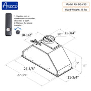 RH-BQ-V Range Hood Insert - Voice & Gesture - 800 CFM - 6" Top Vent