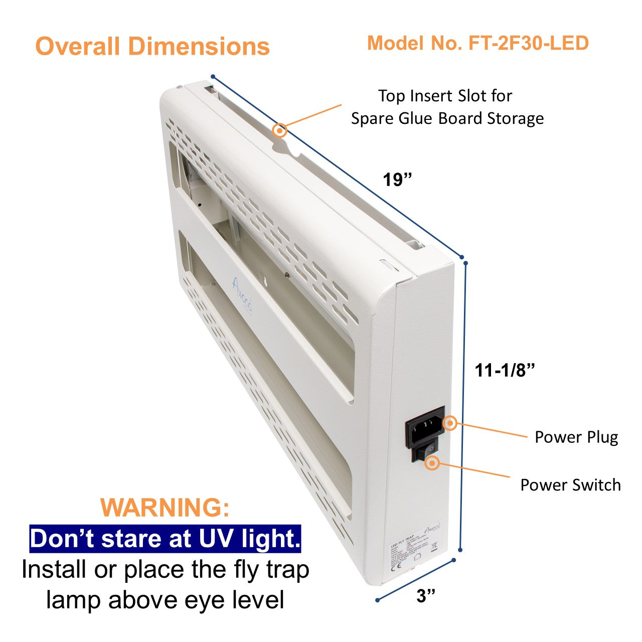 Awoco FT-2F30-LED 11 W 100V-240V LED Wall Mount or Table Standing Stic