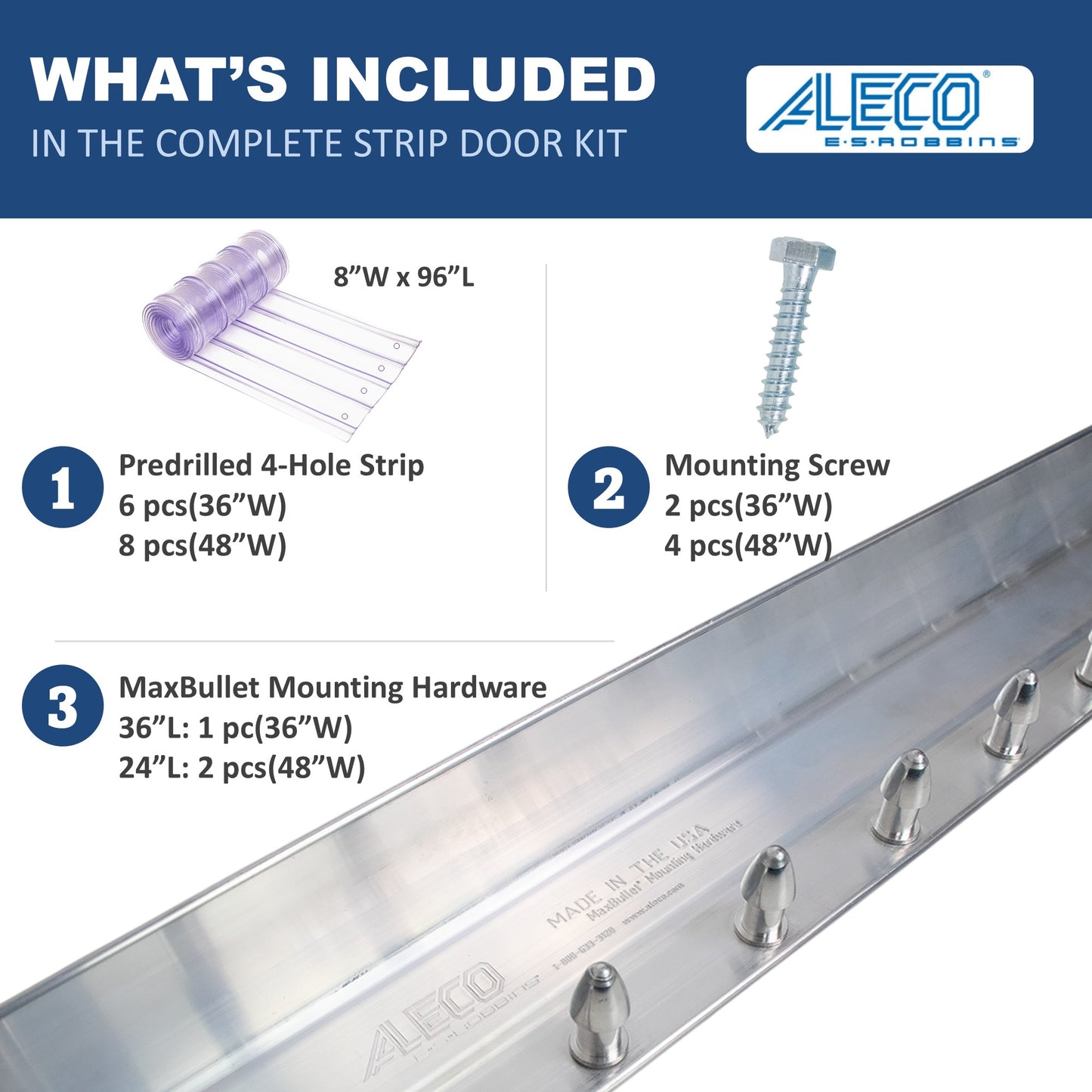 Ribbed Strip Curtain Door Kit - 8in x 0.198in - Aleco MaxBullet