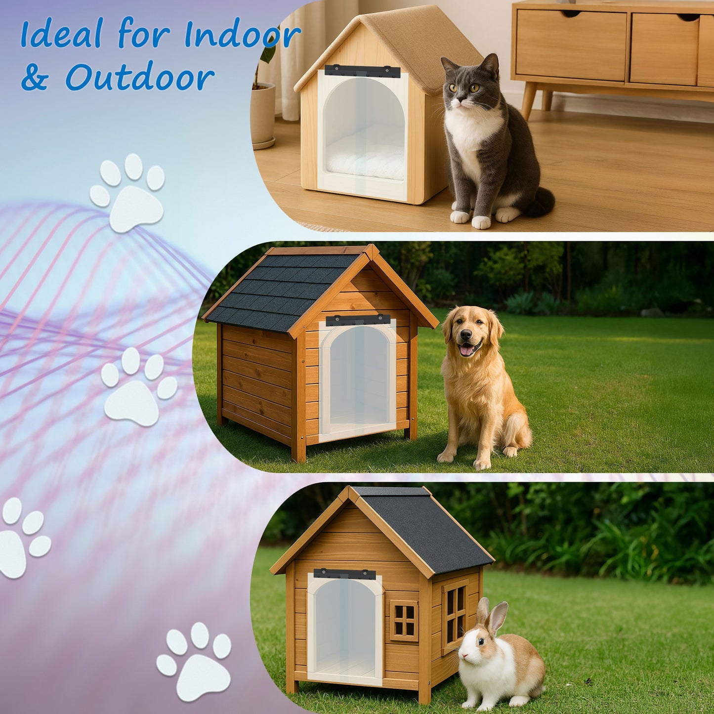 Awoco Pet Door Low-Temp -40°F Flap Set 12" Wide, 0.08" Thick, Clear PVC Strip with HTP Mounting Kit for Pet Doors, Weatherproof, Less Odor, Made in USA, Fits Doghouse & Cat Doors