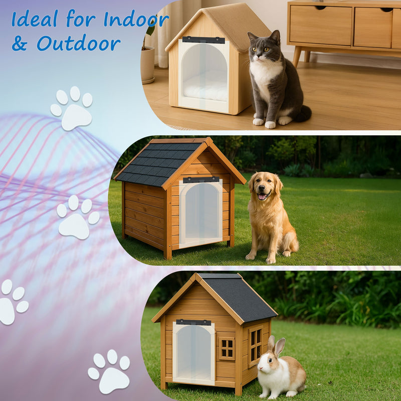 Awoco Pet Door Low-Temp -40°F Flap Set 12" Wide, 0.08" Thick, Clear PVC Strip with HTP Mounting Kit for Pet Doors, Weatherproof, Less Odor, Made in USA, Fits Doghouse & Cat Doors