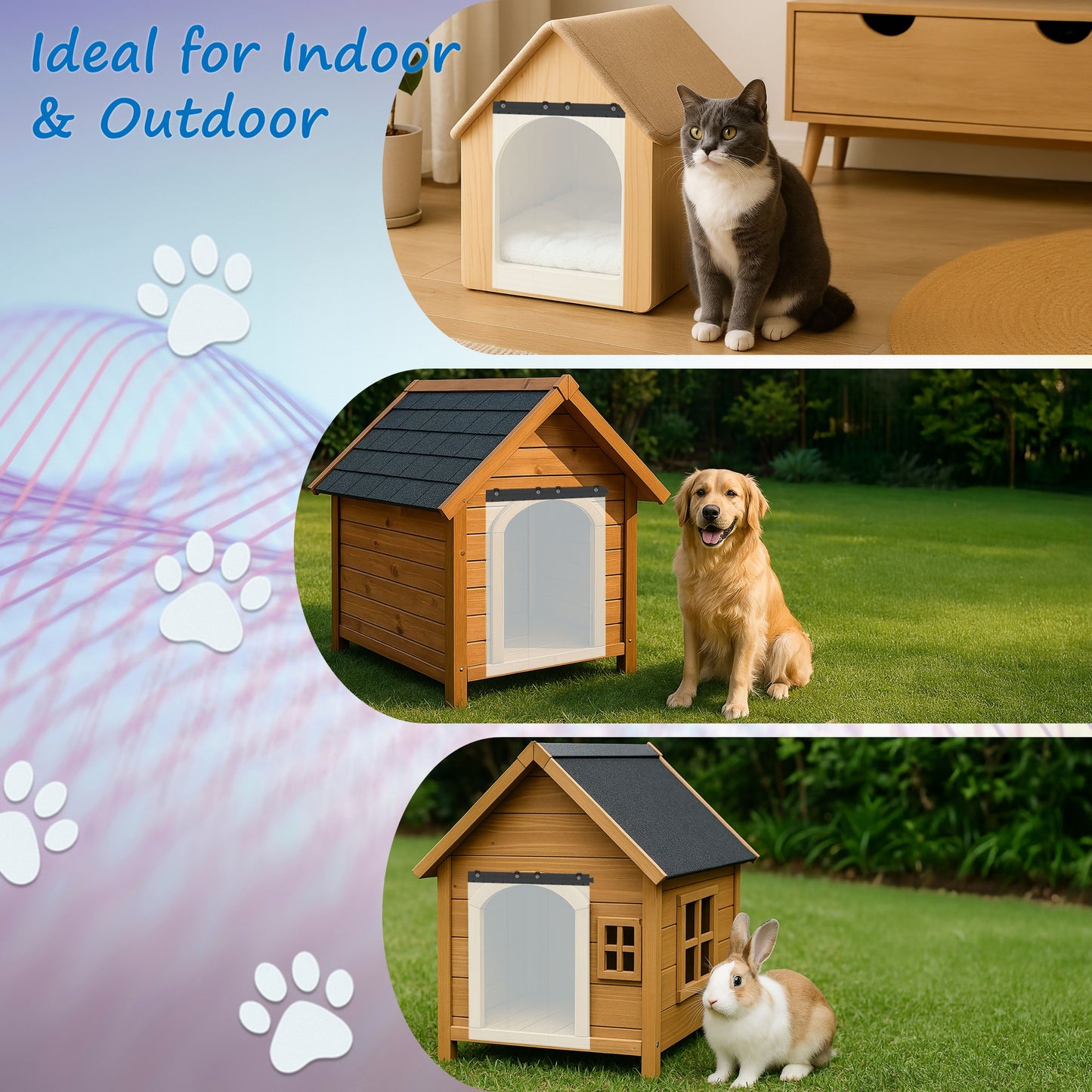 Awoco Pet Door Low-Temp -40°F Flap Set 24" x 30", 0.08" Thick, Clear PVC Strip with HTP Mounting Kit for Pet Doors, Weatherproof, Less Odor, Made in USA, Fits Doghouse & Cat Doors