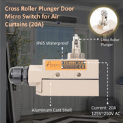 Awoco TZ-6003 Heavy Duty Commercial Door Micro Switch with Cross Roller Plunger for Air Curtains, 250V IP 65 Limit Switch Type NO and Type NC