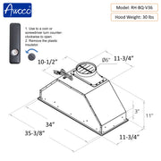 RH-BQ-V Range Hood Insert - Voice & Gesture - 800 CFM - 6" Top Vent