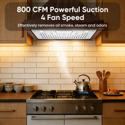 Awoco RH-IT06-M 14-1/2"D Super Quiet Split Insert Stainless Steel Range Hood, 4 Speeds with a 6" Blower Unit, 800CFM, LED Lights