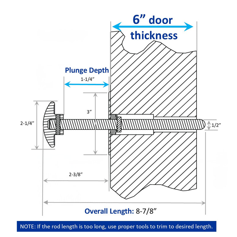 Kason 0058 Latch Complete Kit with Strike, Inside Release 481C Push Rod for 6" Thickness Walk-in Freezer & Cooler Doors