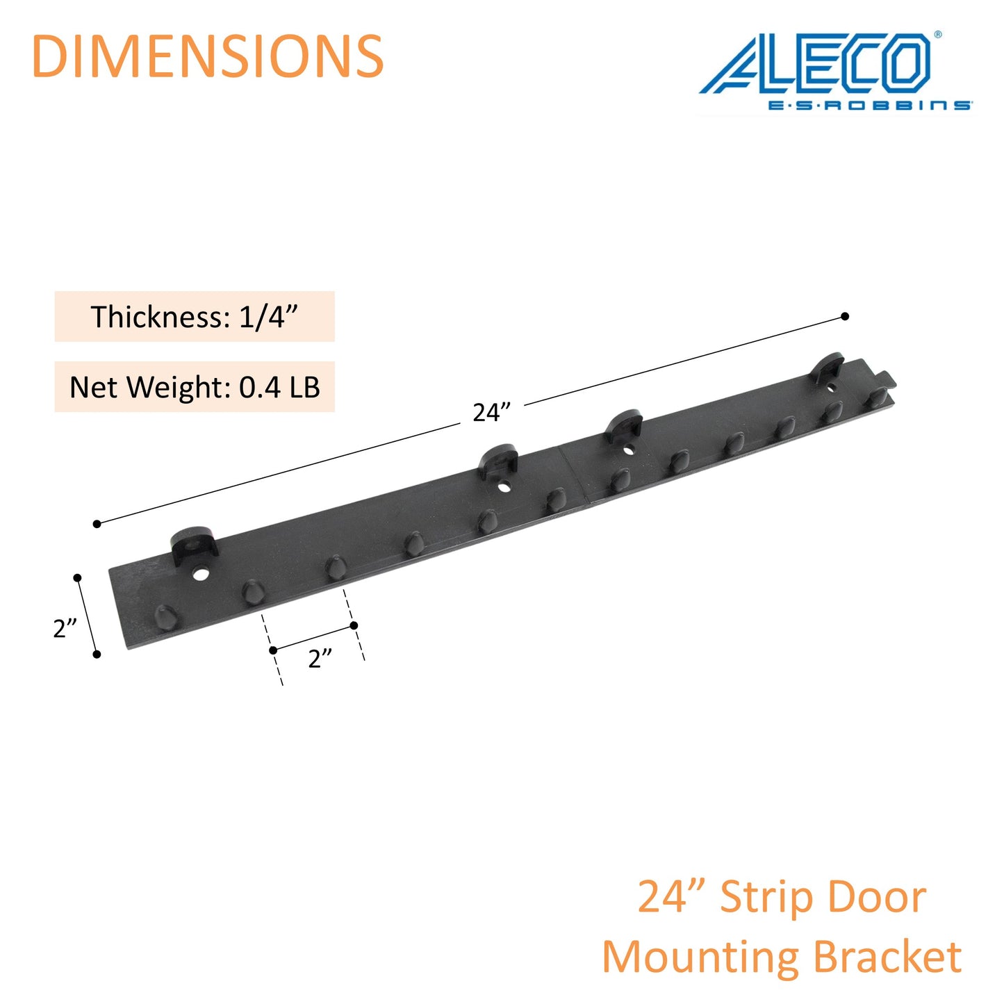 Aleco MaxBullet HTP Mounting Kit, 24" Length – Strip Door Hardware, Wall/Ceiling Mount Compatible, Cross-Linked Polymer, Fast Installation, NSF/USDA Compliant