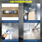 Aleco 40"W x 84"H Clear-Flex II Standard Smooth Cooler Strip Curtain Door Kit with Aluminum MaxBullet Mounting Hareware NSF/USDA  7 pcs 8" x 84" x 0.08" Vinyl Curtain Strips, -10°F to 150°F