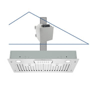 Awoco RH-IT08-M 14-1/2"D Super Quiet Split Insert Stainless Steel Range Hood, 4 Speeds with a 8" Blower Unit, 1000CFM, LED Lights