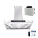 Awoco RH-WT-V Wall Mount Range Hood - 800CFM - Voice & Gesture -  Adjustable Chimney, With 6” Blower Unit