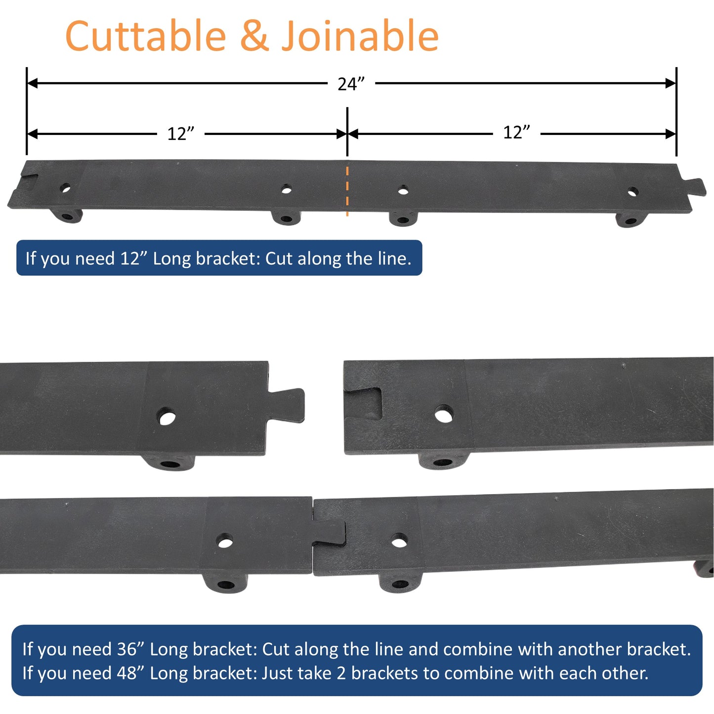 Aleco MaxBullet HTP Mounting Kit, 24" Length – Strip Door Hardware, Wall/Ceiling Mount Compatible, Cross-Linked Polymer, Fast Installation, NSF/USDA Compliant
