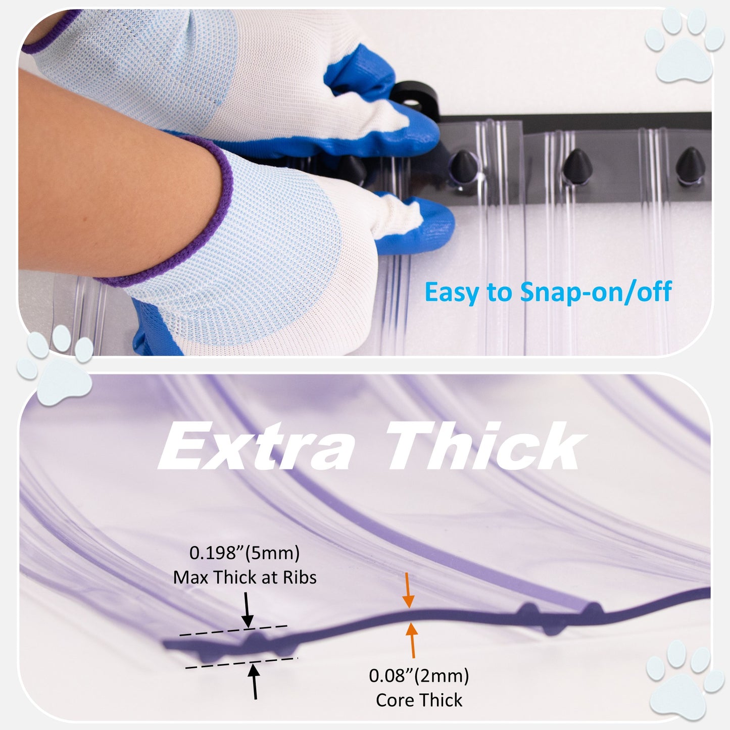 Awoco Pet Door Scratch-Resistant Flap Set 24" x 30", 0.198" Max Thick at Ribs, Clear PVC Strip with HTP Mounting Kit for Pet Doors, Weatherproof, Less Odor, Made in USA, Fits Doghouse & Cat Doors