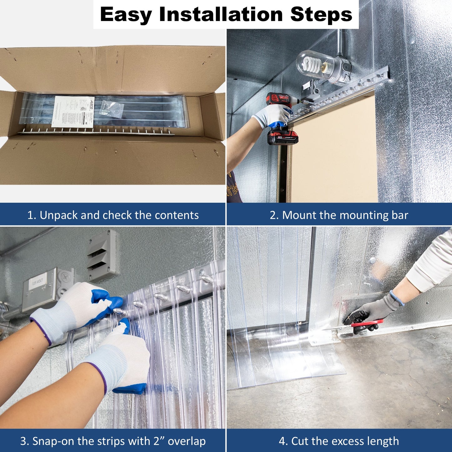 Ribbed Strip Curtain Door Kit - 8in x 0.198in - Aleco MaxBullet