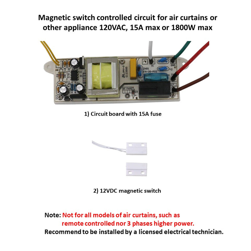 Awoco Magnetic Switch Controlled Circuit Kit (120V 15A Shutoff Delay) for Air Curtains