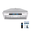 Awoco RH-BQ-XV Built-in Insert Stainless Steel Range Hood, Kitchen Hood with 4-Speed Exhaust Fan, Voice, Gesture, Touch & Remote Controls, 6" Round Top Vent, 800 CFM, Dimmable LED Lights, Baffle Filters