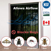 Aleco AirFlex Mesh Strip Curtain Kit, Black – Insect Barrier with 8" PVC-Coated Polyester Mesh Strips & MaxBullet Mounting – Allows Airflow, Blocks Bugs