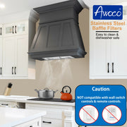 Awoco RH-IT06-M 14-1/2"D Super Quiet Split Insert Stainless Steel Range Hood, 4 Speeds with a 6" Blower Unit, 800CFM, LED Lights
