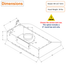 [Refurbished-A] Awoco RH-UC7-30 30" Under Cabinet Range Hood - 7" High, 6"/7"/8" Round Top Vent, 900 CFM, 6-Speed, Gesture Control, Remote, 5 Vent Options, Stainless Steel