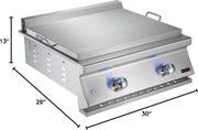 Whistler Built-In 28" 2 Burner Griddle With Heavy Duty 304 SS Cooking Plate