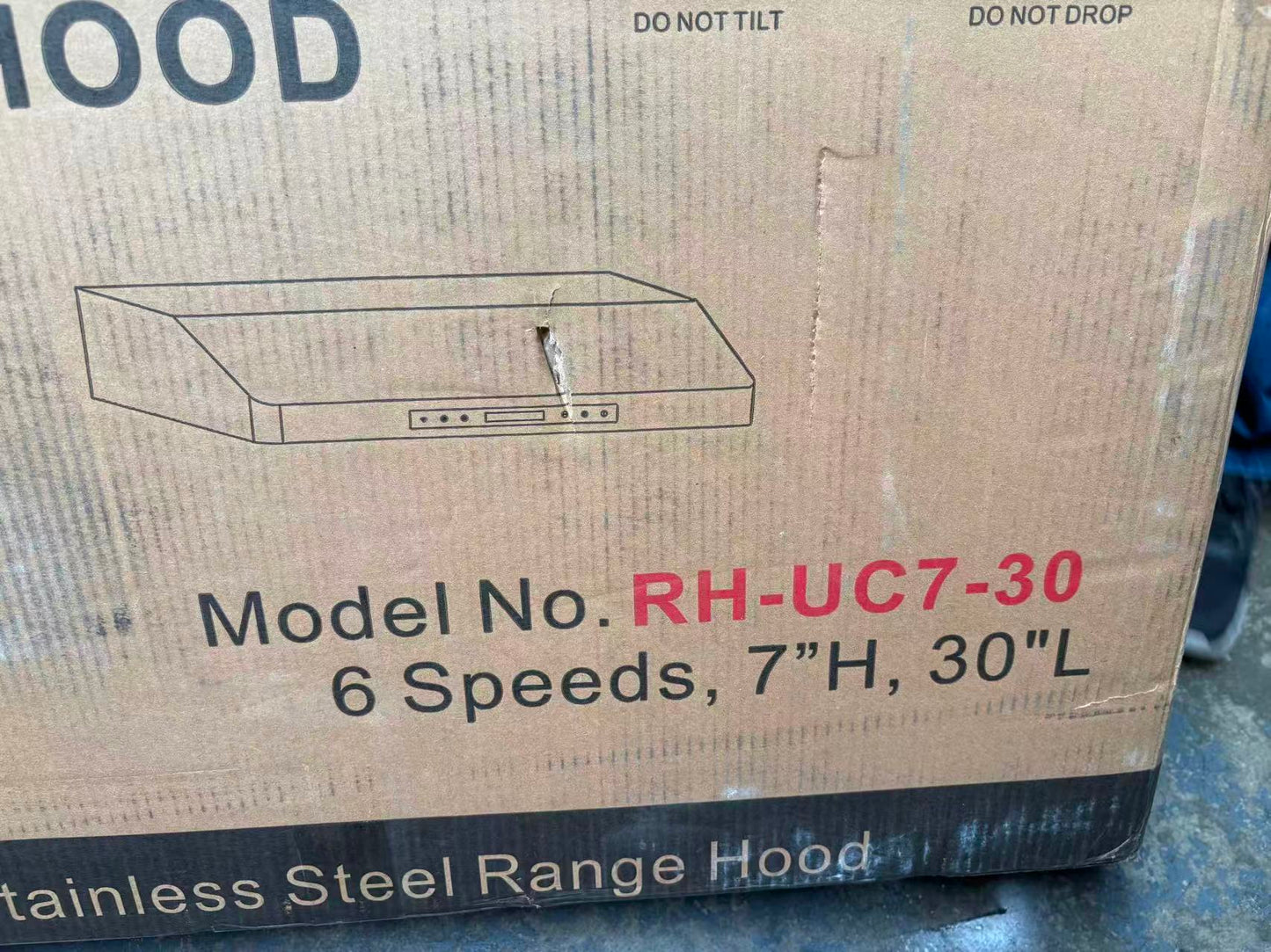 [Refurbished-A] Awoco RH-UC7-30 30" Under Cabinet Range Hood - 7" High, 6"/7"/8" Round Top Vent, 900 CFM, 6-Speed, Gesture Control, Remote, 5 Vent Options, Stainless Steel