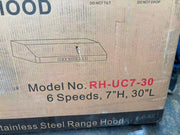 [Refurbished-A] Awoco RH-UC7-30 30" Under Cabinet Range Hood - 7" High, 6"/7"/8" Round Top Vent, 900 CFM, 6-Speed, Gesture Control, Remote, 5 Vent Options, Stainless Steel