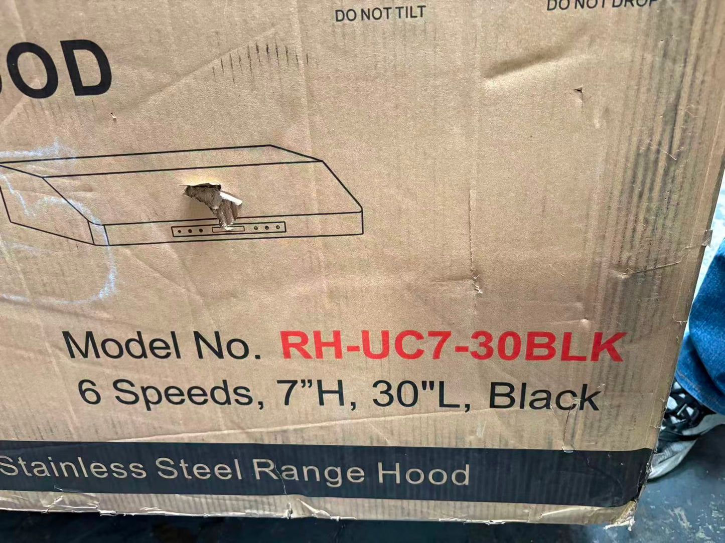 [Refurbished-A] Awoco RH-UC7-30 30" Under Cabinet Range Hood - 7" High, 6"/7"/8" Round Top Vent, 900 CFM, 6-Speed, Gesture Control, Remote, 5 Vent Options, Stainless Steel