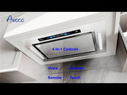 Awoco RH-IT06-GV 18.5”D Flush Ceiling Mount Split Insert Range Hood with Voice, Gesture, Touch, Remote Controls, 4-Speed 800 CFM Stainless Steel Hood with 6” Round Vent LED Lights