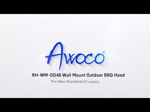 Awoco 48” Outdoor BBQ Wall Mount Vent Hood Type 304 Stainless Steel, 4 Speeds 2000 CFM, Dual Blowers, Adjustable LED Lights, 2 x 8” Round Top Vents