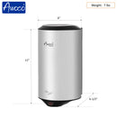 Awoco Round 1350W 120V Stainless Steel Automatic hand dryer with dimensions