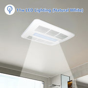 Modern ceiling-mounted bathroom exhaust fan with integrated 11W natural white LED light