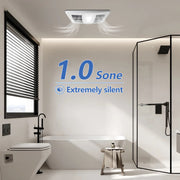 Bathroom with a toilet, bathtub, and shower, exhaust fan are 1.0 Sone Extremely silent