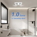 Bathroom with a toilet, bathtub, and exhaust fan are 1.0 sone extremely silent