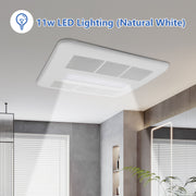 Modern ceiling-mounted bathroom exhaust fan with integrated 11W natural white LED light
