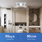 Modern bathroom with a ceiling-mounted exhaust fan Powerful for Bathroom, 95sq.ft coverage, 90CFM