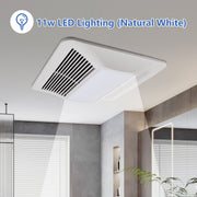 Modern ceiling-mounted bathroom exhaust fan with integrated 11W natural white LED light