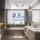Modern bathroom with a shower area and a window, exhaust fan are 0.5 Sone Extremely silent