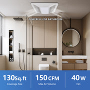 Modern bathroom with a exhaust fan Powerful for Bathroom, 130sq.ft coverage, 150CFM, 40W