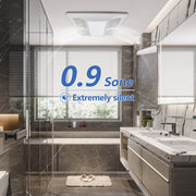 Modern bathroom with a shower area and the exhaust fan are 0.9 Sone Extremely silent