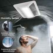 Exhaust fan with humidity sensor in a bathroom setting